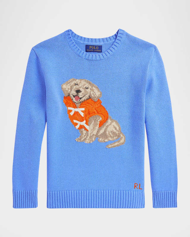 Boy's Graphic Dog Sweater, Size S-L